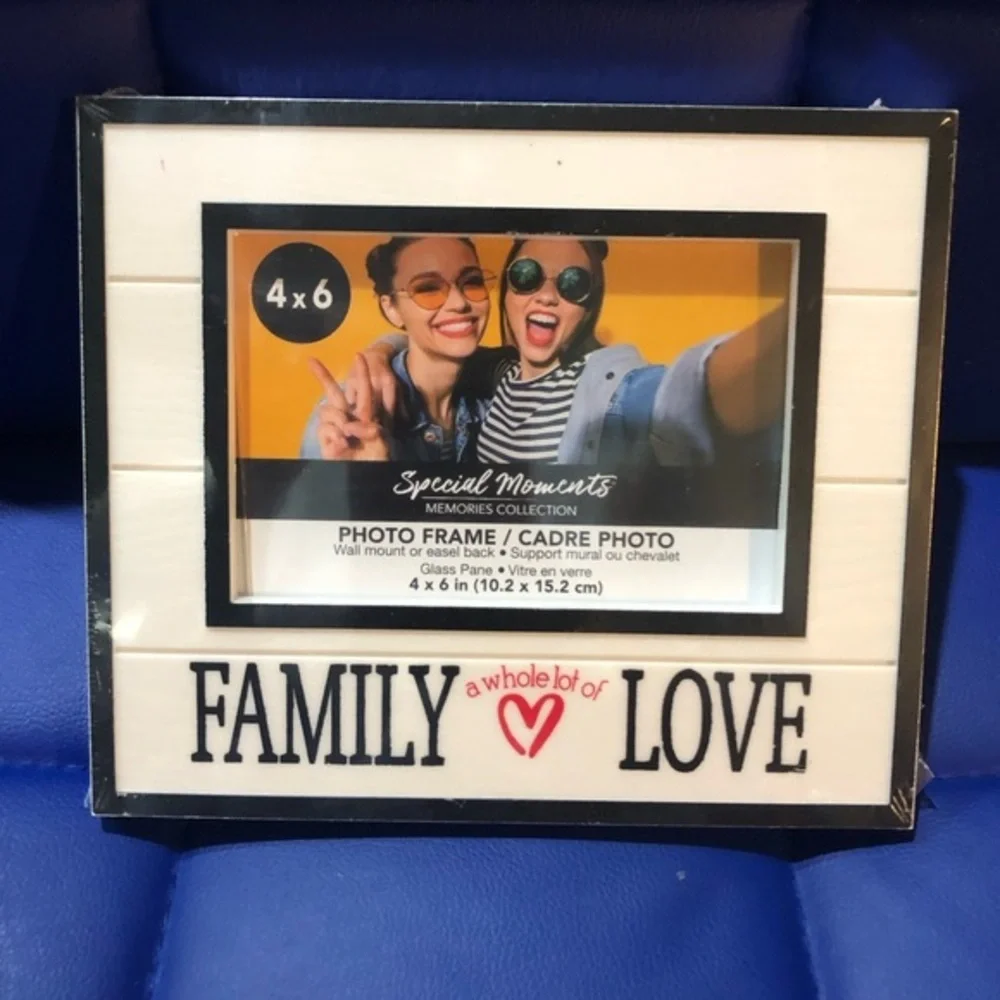 2 photo picture frames, “Family is forever” & “family a whole lot of love
